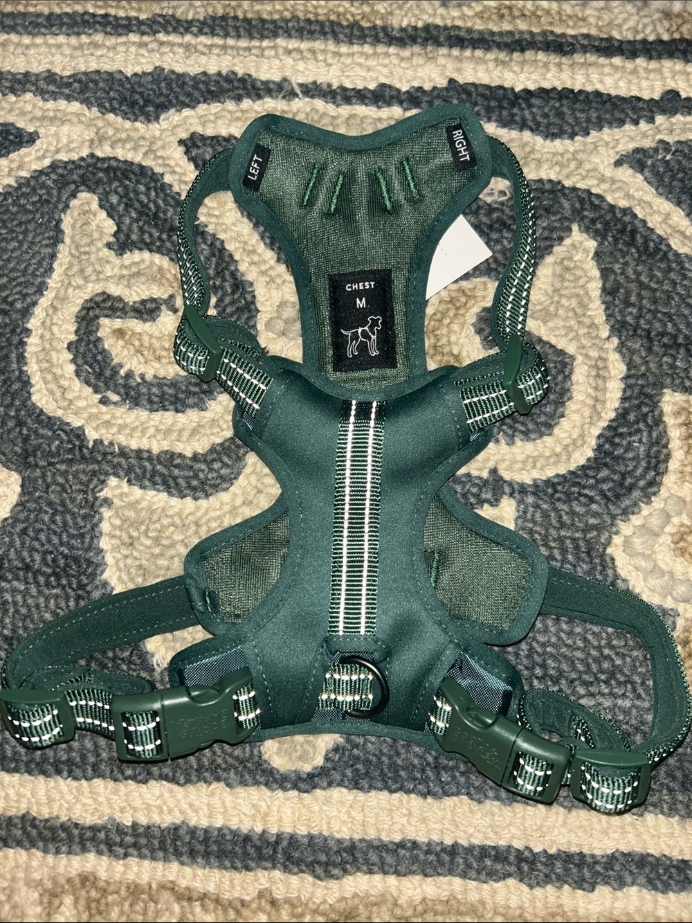 Boots & Barkley Dark Green Padded Dog Harness with Reflective Stripes